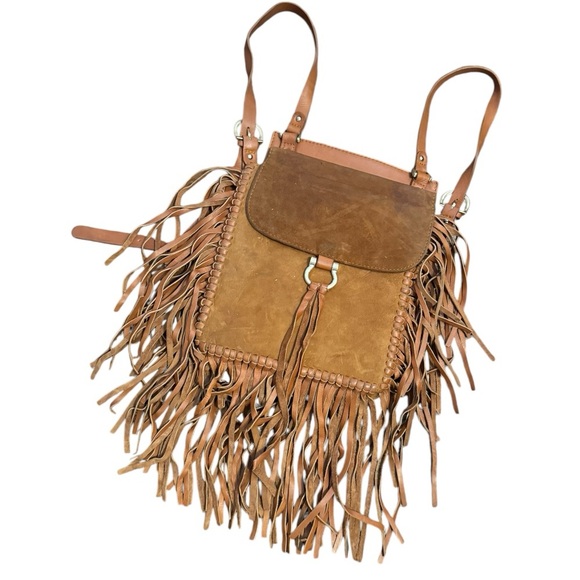 Sancia Leather Fringe Backpack as is - Picture 4 of 9